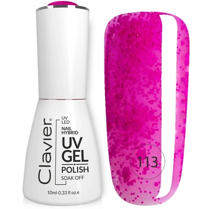 Clavier Luxury Hybrid Nail Polish With Holographic Particles 113 Berry Shake 10ml