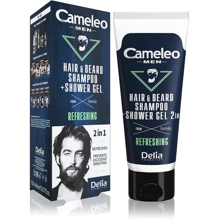 Cameleo For Men Hair Wash and Shower Gel 2 in 1 Clean and Fresh Body Hair Soft Skin Minimises Sweating Nourished Skin Scalp 150ml