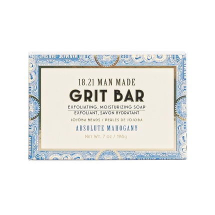 18.21 Man Made Men's Deep Cleansing Soap Bar 7 oz Activated Charcoal for Oily/Acne Prone Skin or Exfoliating Scrub Bar with Jojoba Beads 2 Scents Natural Premium Men's Grooming Exfoliating Grit Bar