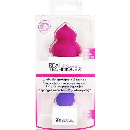 Real Techniques Miracle Makeup Sponges 2 Count 2 Sponges + Stands