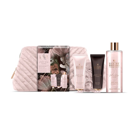 Rose & Beer Body Care Gift Set in Cosmetic Bag, 4 pieces