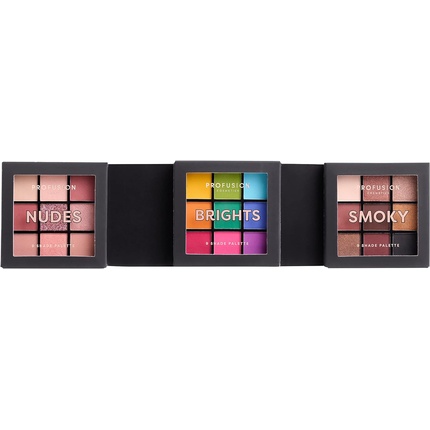 Profusion Cosmetics Ultimate Collection 3 Piece Multi Finish 9 Shade Shadow Palette Collection