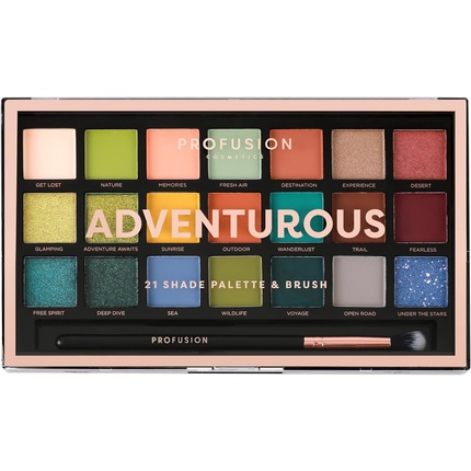 Profusion Cosmetics Adventurous 21 Shade Palette & Brush