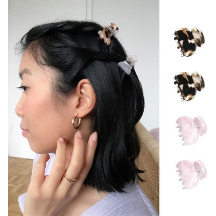 invisibobble Clipstar Small Non-Slip Hair Clips Pink & Brown Leopard