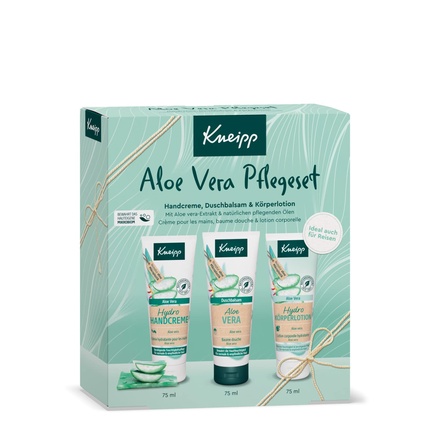 Kneipp Aloe Vera Care Set Moisturizing, Soothing and Intensively Nourishing - Travel Size Gift Pack with Three Products: Shower Balm, Hydro Hand Cream and Body Lotion