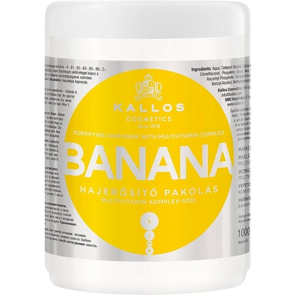 Kallos Banana Mask with Multivitamin Complex for Hair Strengthening 1000ml