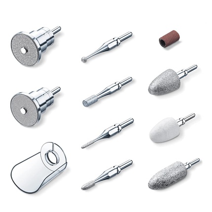 Beurer MP 62 Replacement Set for MP 62 Manicure Device 9 Sapphire and Felt Attachments 30 Disposable Sandpaper Attachments with Nail Dust Protection Cap