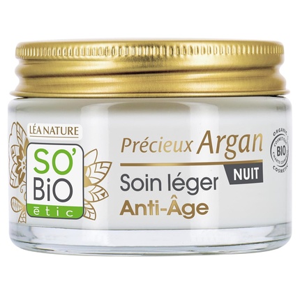 LÉA NATURE SO BiO étic Light Anti-Aging Night Care with Valuable Argan Smooths and Firms Bio-Argan Oil Hyaluronic Acid 50ml