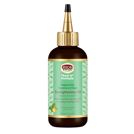 African Pride Feel It Formula Strengthening Oil with Peppermint Rosemary and Sage 4 fl oz