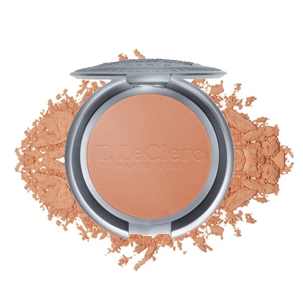 T. Leclerc Compact Pressed Powder Super-Blendable Face Makeup Longwear Portable Matte Finish for Radiant Natural Medium to Full Coverage Airbrushing Mineral Based For Pores & Imperfections No. 08 Cannelle