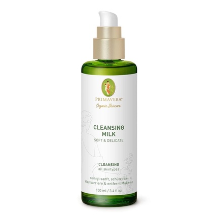 PRIMAVERA Soft & Delicate Cleansing Milk 100ml - Vegan Face Cleanser for All Skin Types