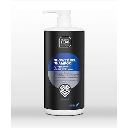 Pharmalead Men Shower Gel Shampoo 3in1 For Body Hair Beard 1000ml