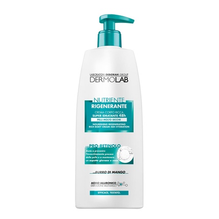 Dermolab Rich Nourishing Regenerating Body Cream 48H for Very Dry Skin with PRO Retinol Moisturizing and Nourishing Effect Fights Premature Skin Aging 400ml