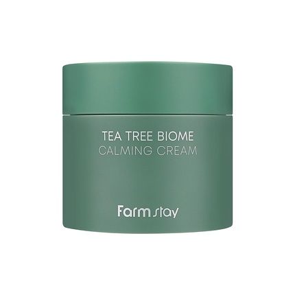 FARMSTAY Tea Tree Biome Calming Cream Daily Face Moisturizer Korean Skin Care Calming and Hydrating Cream for Dry Sensitive Skin Wrinkle Improvement 2.70 Fl. Oz / 80ml