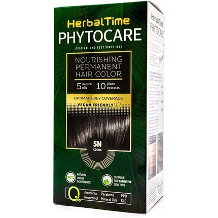 Herbal Time Phytocare Permanent Hair Dye Color Cocoa 5N