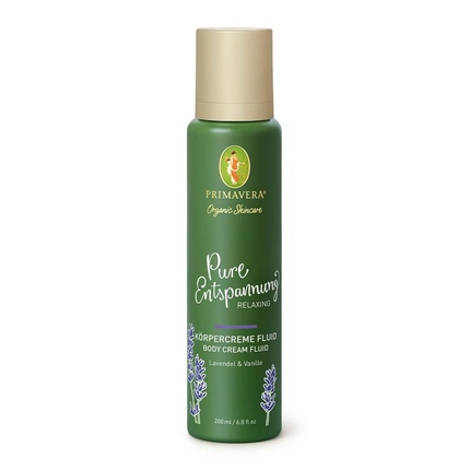 PRIMAVERA Pure Relaxation Body Cream Fluid 200ml - Lavender Vanilla Scented Natural Body Lotion - Soothing Nourishing Smoothing - Vegan