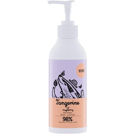 YOPE Natural Body Lotion Tangerine and Raspberry Extract Shea and Mafura Butter Macadamia Oil Dry Skin Moisturizing 98% Natural Ingredients 300ml