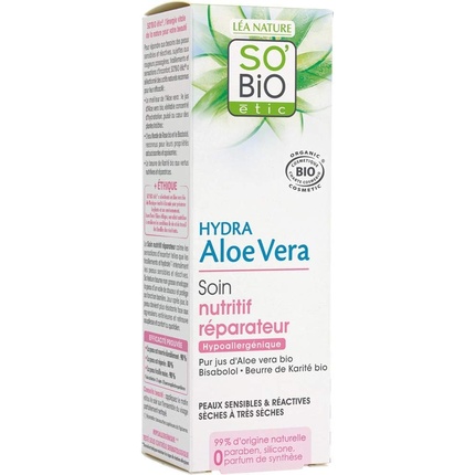 SO'BiO étic Cosmebio Hypoallergenic Sensitive and Reactive Skin Hydra Aloe Vera Repair Nourishing Care Cream 50ml