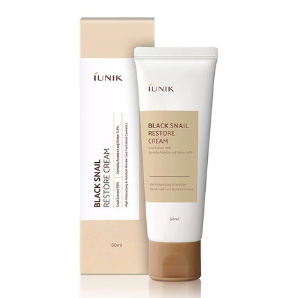 IUNIK Black Snail Restore Cream 2.02 Fl Oz - 58% Black Snail Mucin Secretion Filtrate Soothing Reduce Fine Lines Deeply Nourishing and Moisturizing