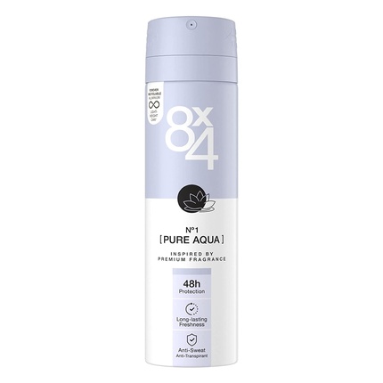 8X4 N°1 Pure Aqua Anti-Transpirant Spray 150ml Lightweight Can