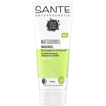Sante Naturkosmetik Mattifying Wash Gel Organic Grapefruit & Evermat Refines