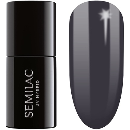 Semilac UV Nail Polish Grey 016 Grunge 7ml - Color-Intensive, Long-Lasting Nail Polish for Fingernails