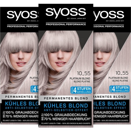 Syoss Color Platinum Blonde Brightener Level 3 Hair Colour with Anti-Yellowing Effect 115ml
