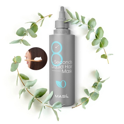 Masil 8 Seconds Salon Hair Mask 3.38floz Travel Portable Dry Damaged Hair Deep Conditioning Hydrating Curly Colored Frizzy Hair Treatment Shine Gloss