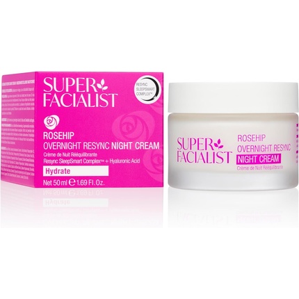 Super Facialist Rosehip Overnight Resync Night Cream SleepSmart Complex Moisturiser 50ml