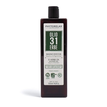 Phytorelax Laboratories Vegan & Organic Herbal Oil 31 Shower Gel Balsamic and Regenerating 500ml