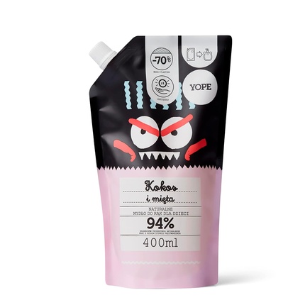 YOPE Natural Kids Hand Soap Coconut and Mint Refillable 400ml